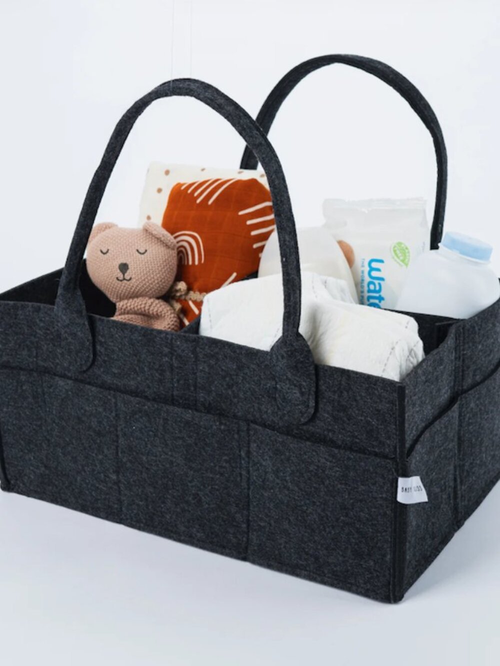 Gray Felt Baby Organizer Caddy Kids Accessories Bag